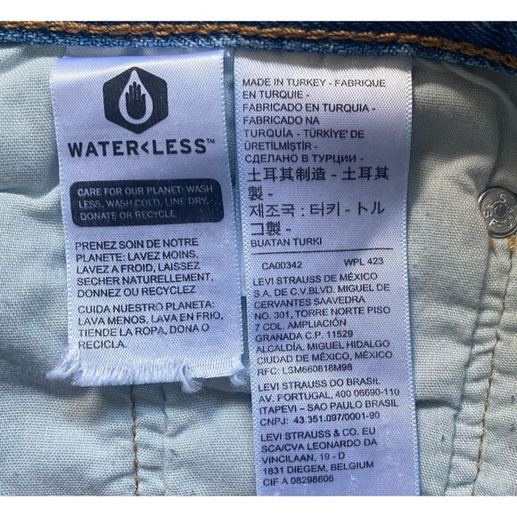 Levi's 501 Skinny Ripped Jeans Men 28x30 Button Fly Blue Distressed Punk Grunge - Picture 13 of 13